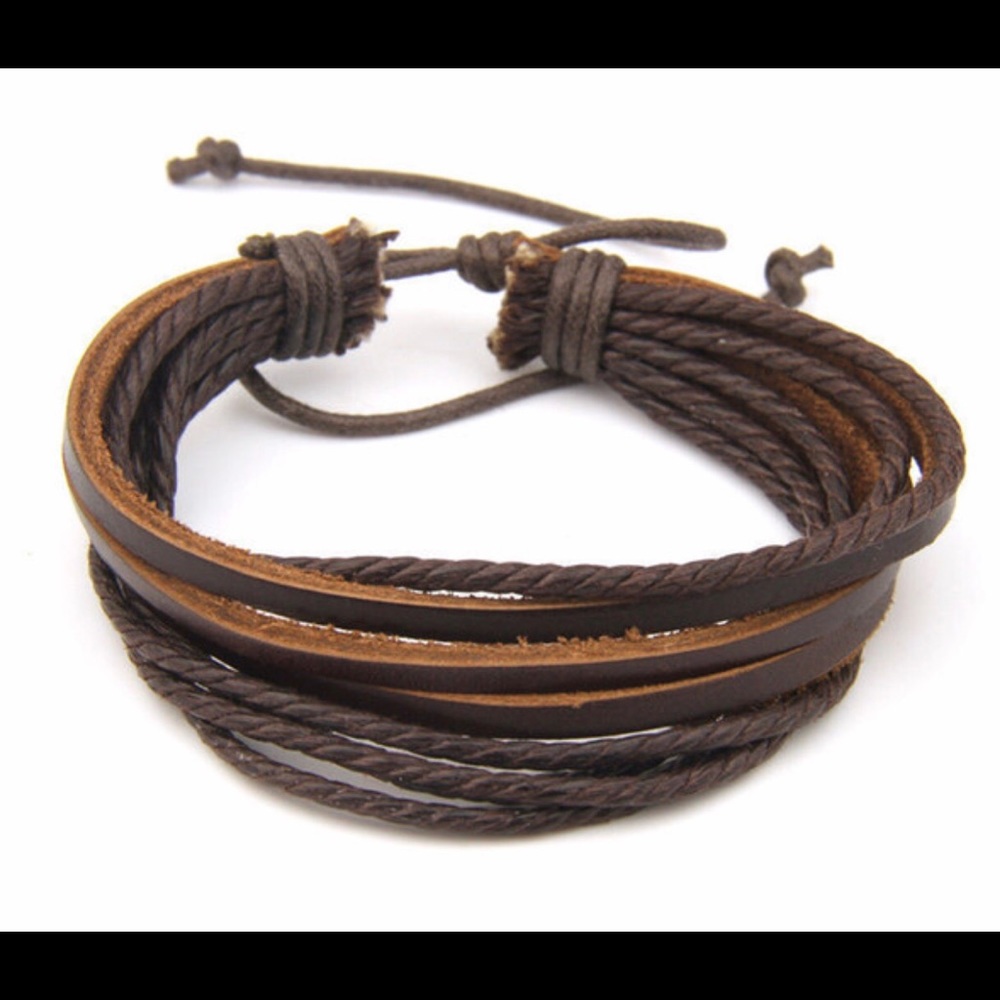 NEW❤️Brown Leather adjustable Bracelet